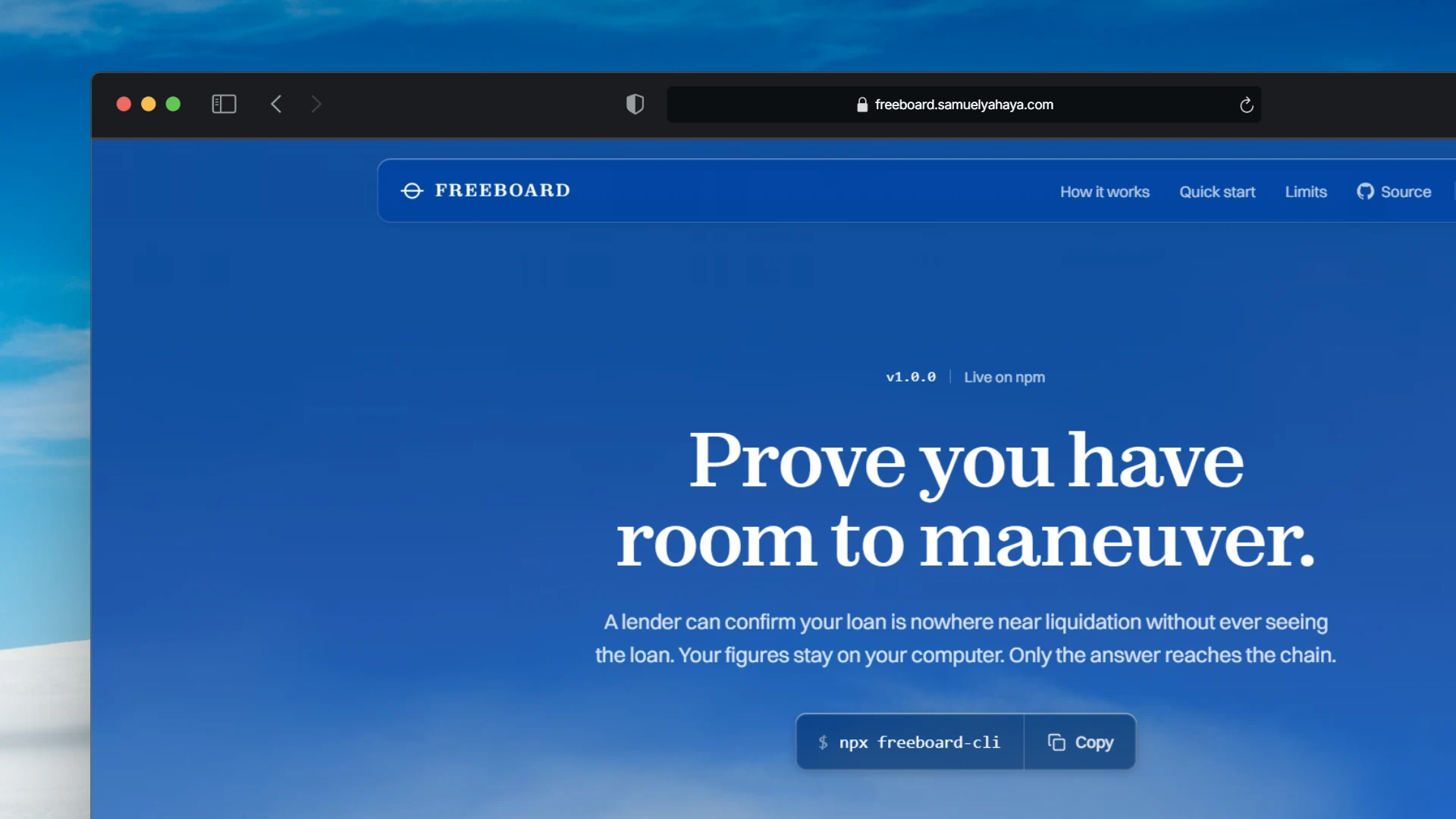 Freeboard installation command and private position example